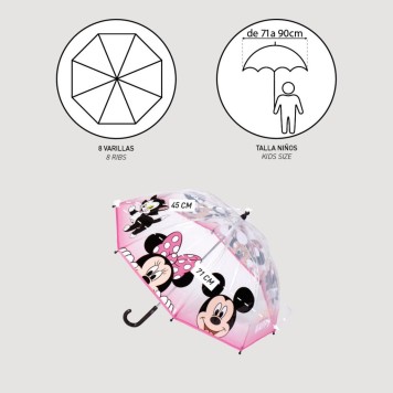 Disney Minnie  Make Me Happy children's transparent umbrella Ø71 cm
