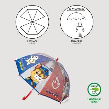 Paw Patrol Elements kids transparent umbrella Ø71 cm