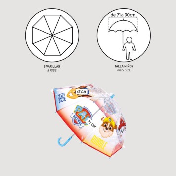 Paw Patrol children's transparent umbrella Ø71 cm