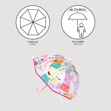 Peppa Pig Buddies children's transparent umbrella Ø71 cm