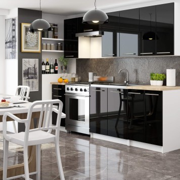 WISZĄCA SZAFKA KUCHENNA OLIWIA W 80cm BIAŁA-CZARNY POŁYSK H720