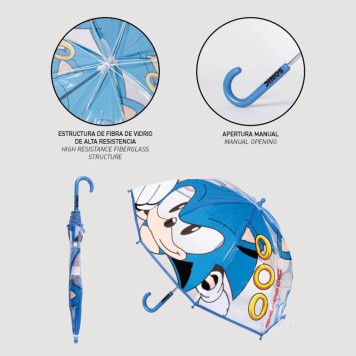 Sonic the Hedgehog Ring transparent children's umbrella Ø71 cm