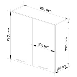 WISZĄCA SZAFKA KUCHENNA OLIWIA W 80cm BIAŁA-METALIK POŁYSK H720