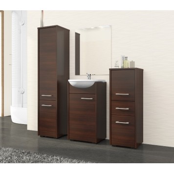 Colonne meuble étagère salle de bains  2 portes 30X30X 140cm Marron