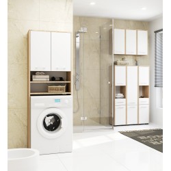 Meuble de salle de bain 30x85x30cm Marron et blanx