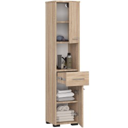Colonne meuble étagère de salle de bain 2 portes 1 tiroirs 140x30X30 cm