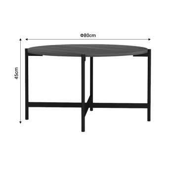 Table basse bois mélaminé noyer noir 80x45 cm
