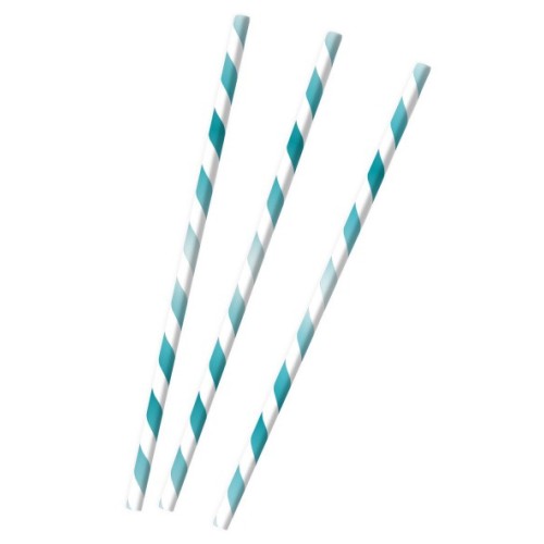 Colour Aqua Blue paper straw set, 12 pcs
