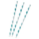 Colour Aqua Blue paper straw set, 12 pcs