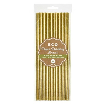 Colour Gold Golden paper straw 24 pcs