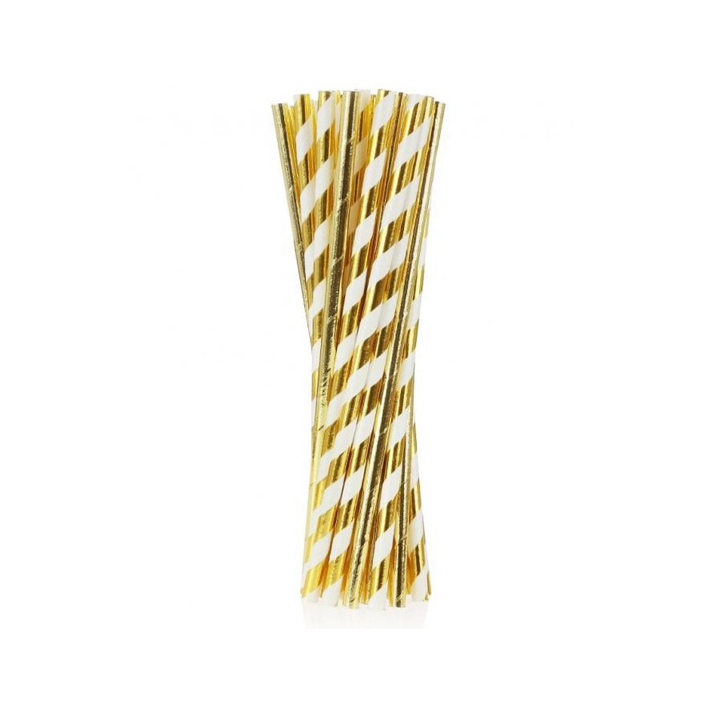 Colour Mix Gold Paper Straw, Pack of 24
