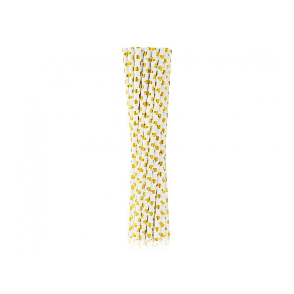 Colour Gold Heart Gold Heart Paper Straw Pack of 12