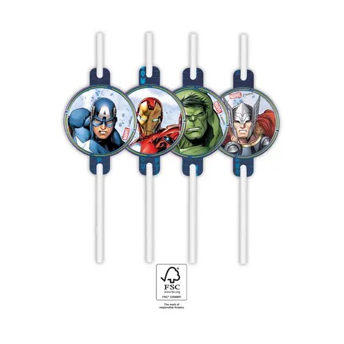 Avengers Infinity Stones paper straw set, 4 pieces FSC