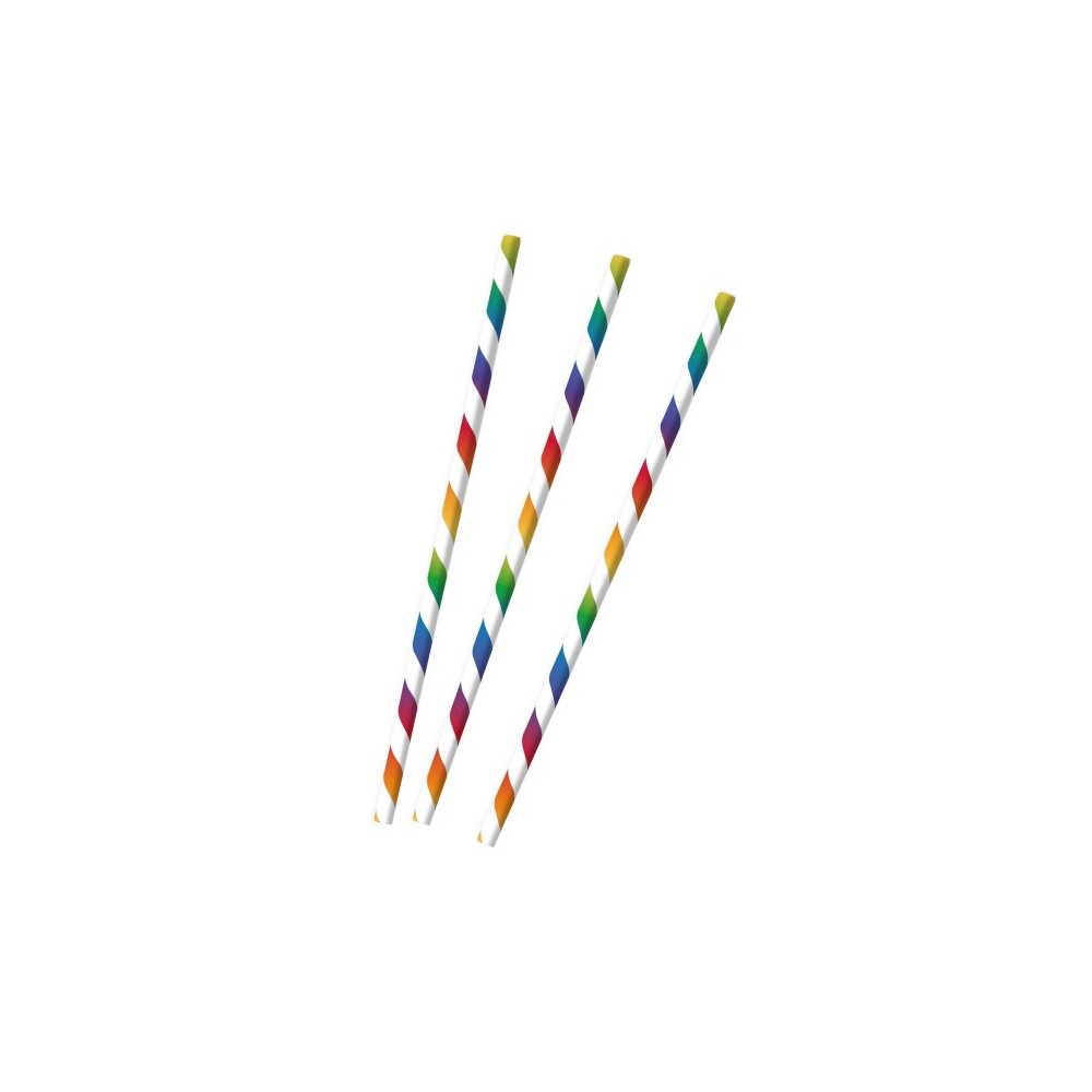 Colour Bright Rainbow paper straw, set of 12