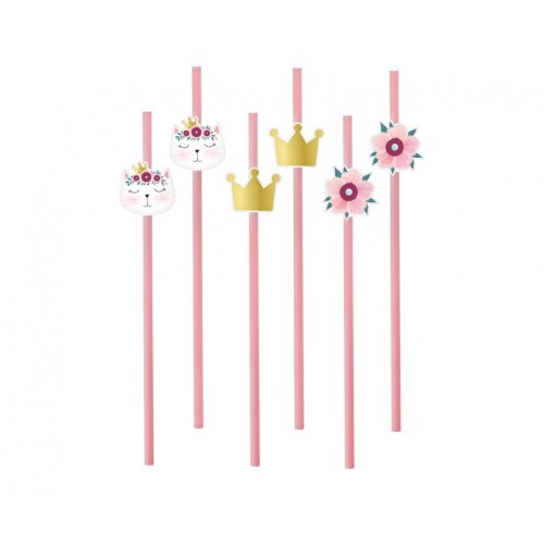 Cat Sleepy paper straw set of 6