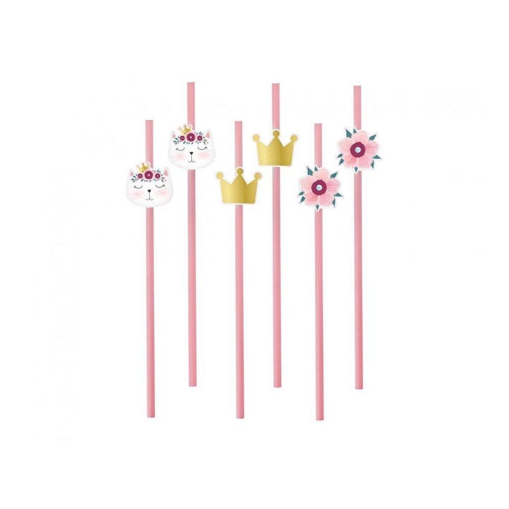 Cat Sleepy paper straw set of 6