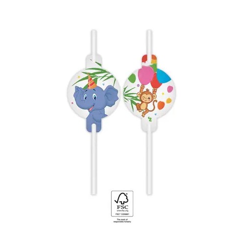 Jungle Balloons paper straws, 4-piece set FSC