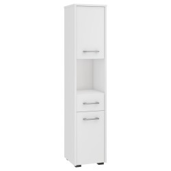 Colonne meuble étagère de salle de bain 2 portes 1 tiroirs 140x30X30 cm Blanc
