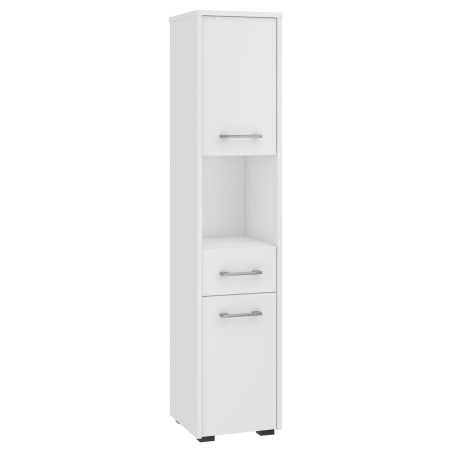 Colonne meuble étagère de salle de bain 2 portes 1 tiroirs 140x30X30 cm Blanc