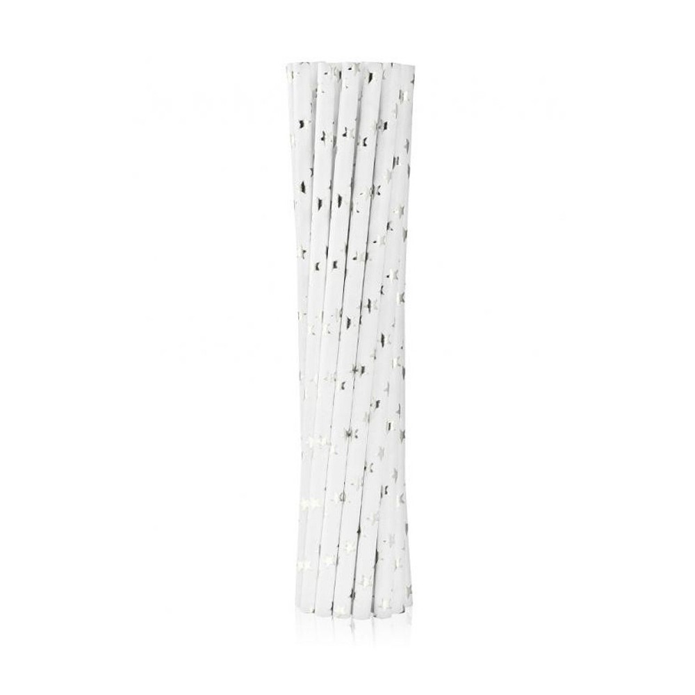 Colour Silver Stars Silver Paper Straw 12 pcs