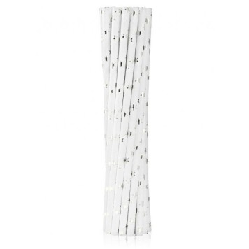 Colour Silver Stars Silver Paper Straw 12 pcs