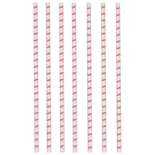 Flamingo Pink paper straw, set of 12