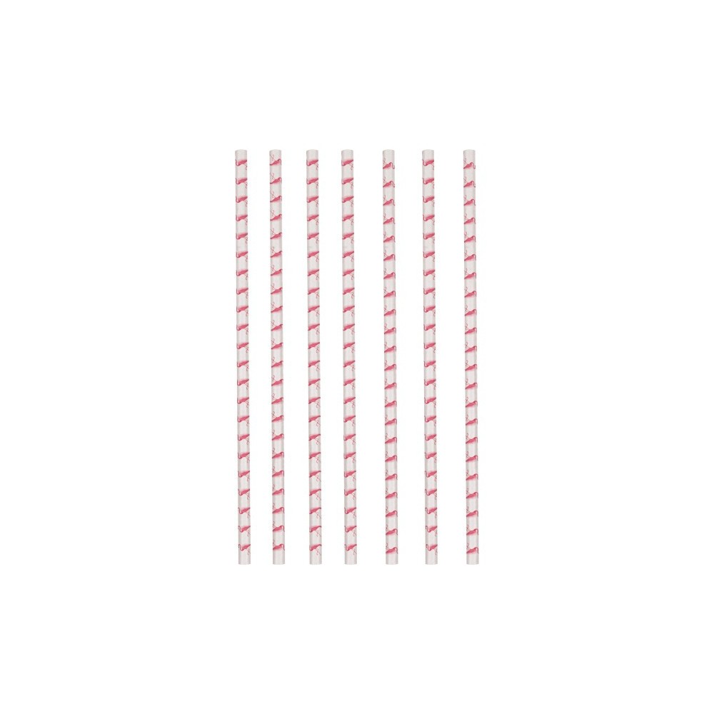 Flamingo Pink paper straw, set of 12