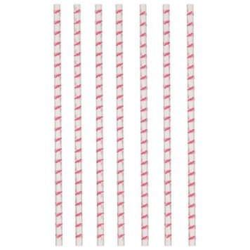 Flamingo Pink paper straw, set of 12