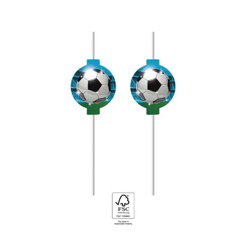 Football Soccer Fans paper straw, set of 4, FSC