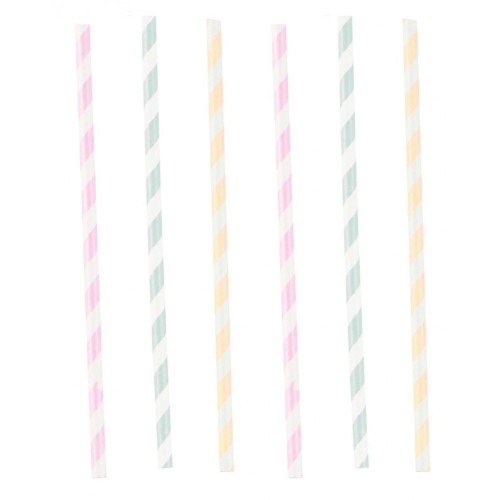 Colour Happy Birthday Pastel Paper Straws, Set of 12