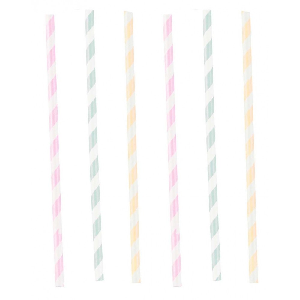 Colour Happy Birthday Pastel Paper Straws, Set of 12