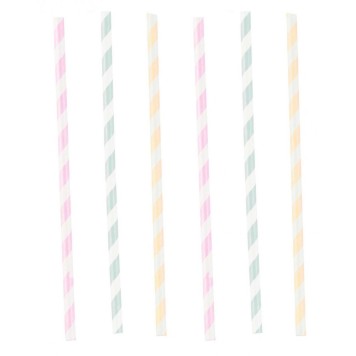 Colour Happy Birthday Pastel Paper Straws, Set of 12