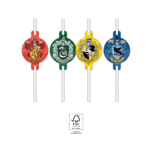 Harry Potter Hogwarts Houses paper straw 4-piece set FSC