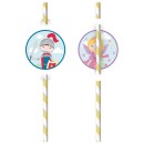 Knights Middle Ages Princess & Knight paper straw, set of 8