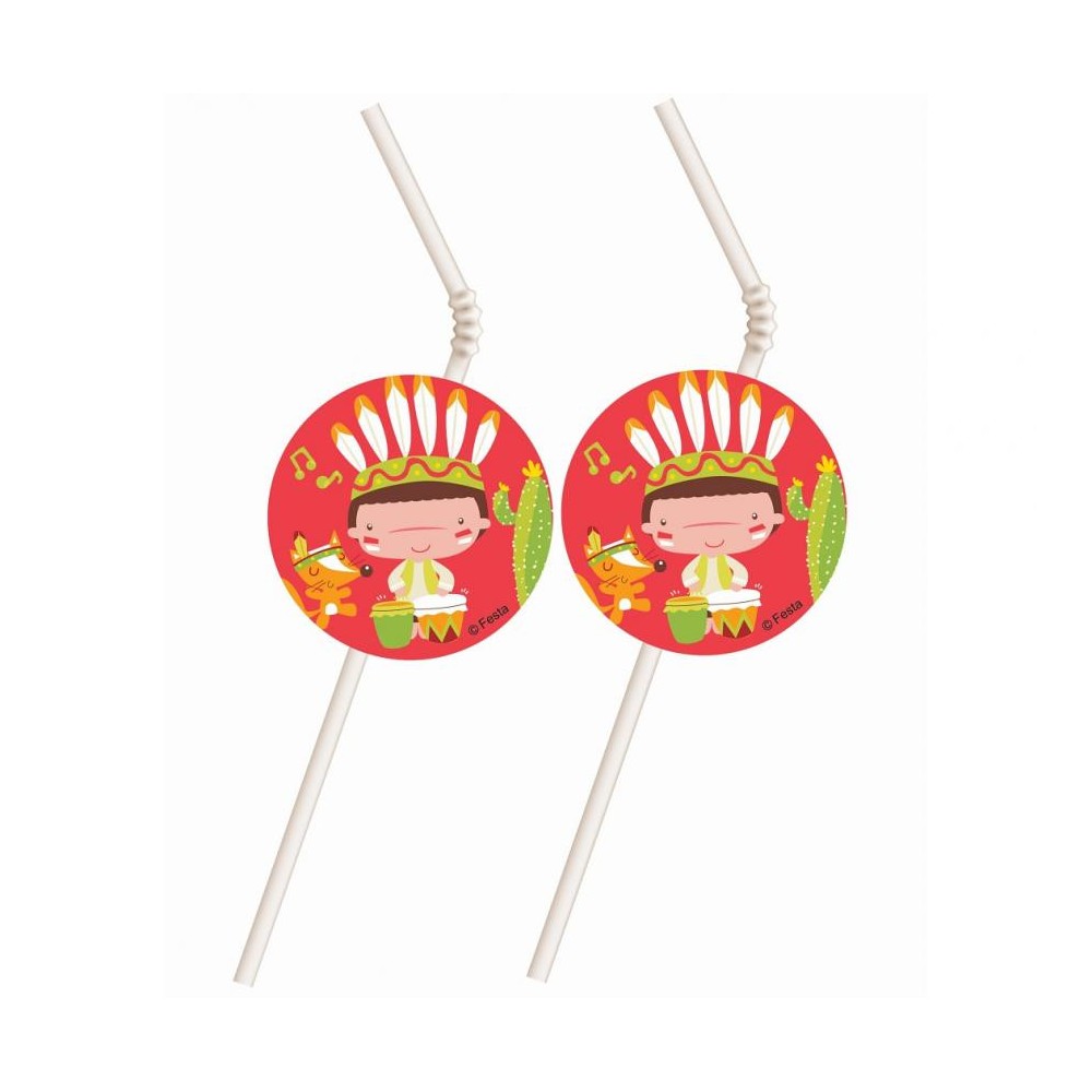 Indian Indian Party Plastic Straw 6 pcs