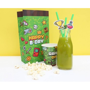 Gamer Game On Toy Paper Straw Set of 8