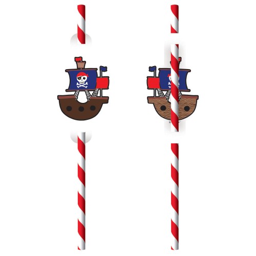Pirate Ship paper straw, set of 8