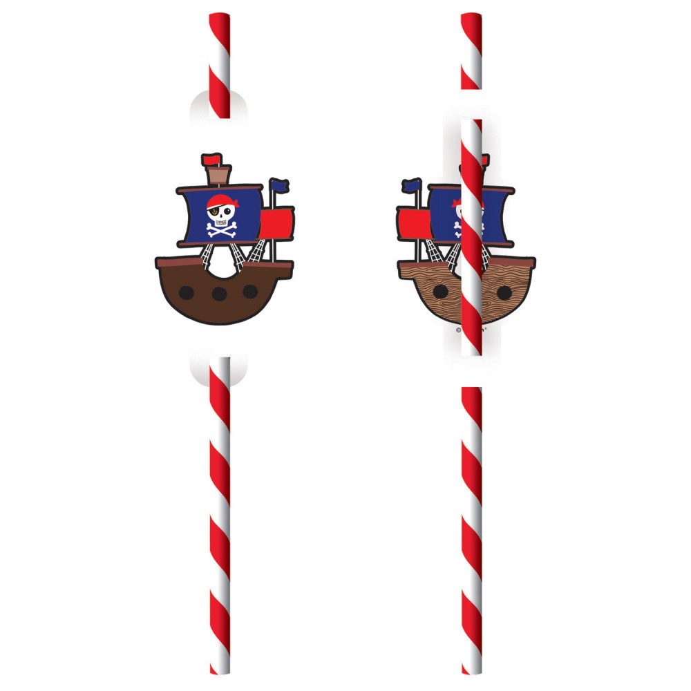 Pirate Ship paper straw, set of 8