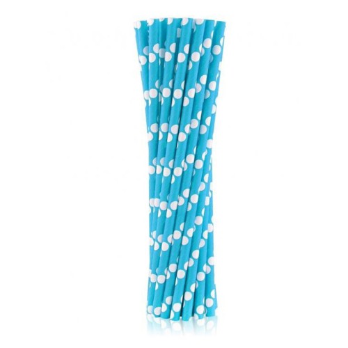 Colour Blue Polka Dots Blue paper straw 24 pcs