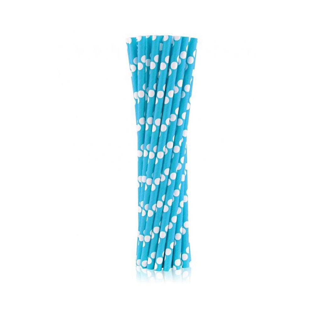 Colour Blue Polka Dots Blue paper straw 24 pcs