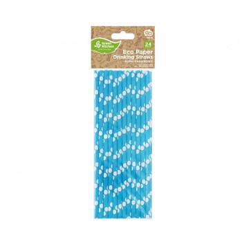 Colour Blue Polka Dots Blue paper straw 24 pcs