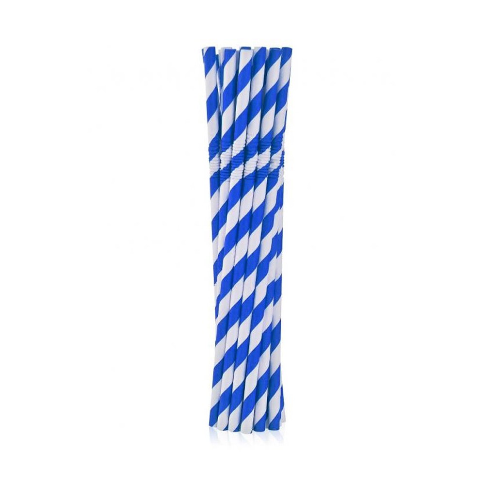 Colour Blue Stripes Blue flexible paper straw 12 pcs