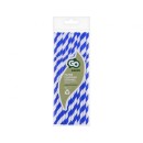 Colour Blue Stripes Blue flexible paper straw 12 pcs