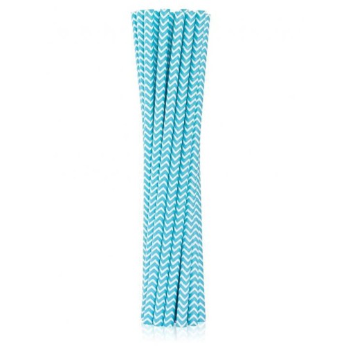 Colour Light Blue Chevron Blue paper straw 12 pcs