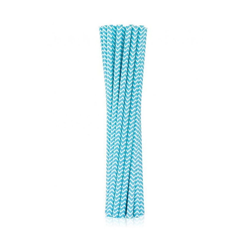 Colour Light Blue Chevron Blue paper straw 12 pcs