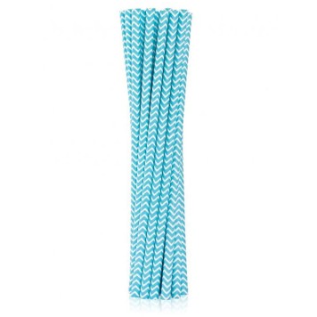 Colour Light Blue Chevron Blue paper straw 12 pcs