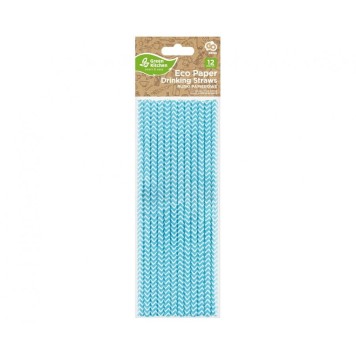 Colour Light Blue Chevron Blue paper straw 12 pcs