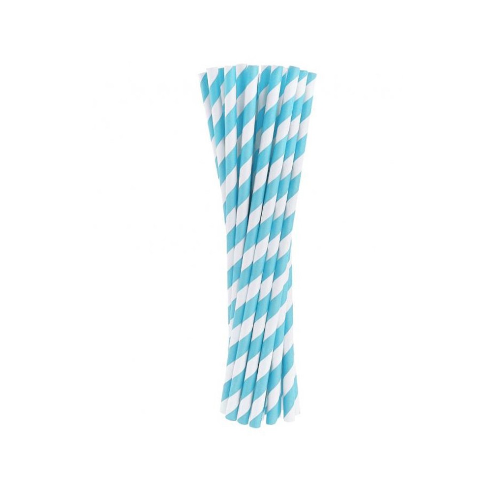 Colour Light Blue Stripes Blue Paper Straw 24 pcs
