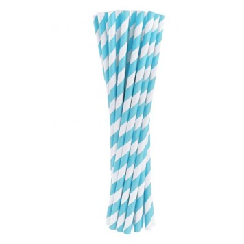 Colour Light Blue Stripes Blue Paper Straw 24 pcs