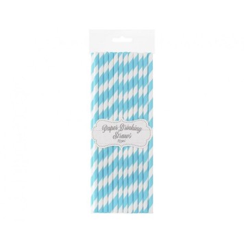 Colour Light Blue Stripes Blue Paper Straw 24 pcs